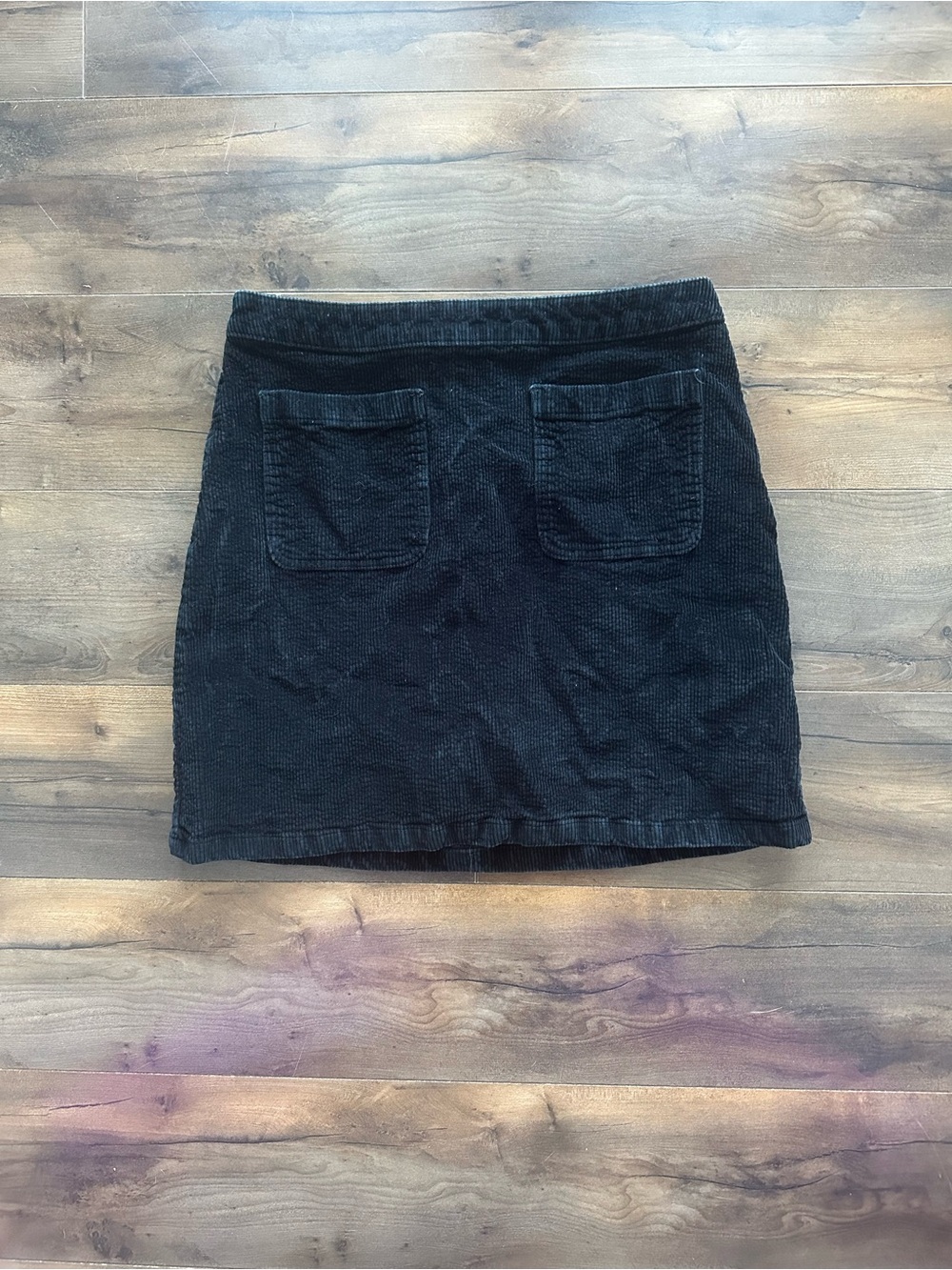 ModCloth Black Corduroy Mini Skirt Size 6 Stretch Pockets Y2K 90s
